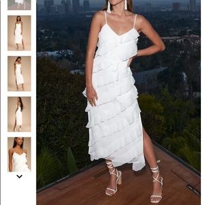 Lulus - “Love the look” - white tiered midi dress - small